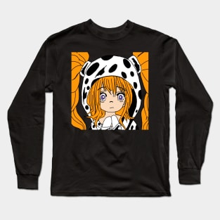 Anime girl hottie with Cow print hoodie Long Sleeve T-Shirt